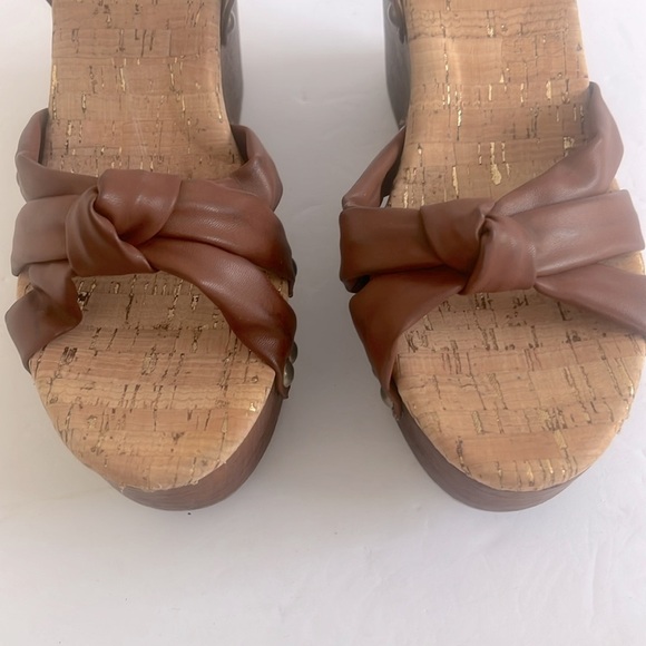 KORKS $129 Women Dawson Wedge Platform Chunky Heel Sandal Brown Shoes Size 8 NEW - Picture 9 of 11